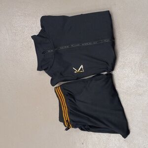 Kanessa Black and Gold Athletic Suit With Pockets